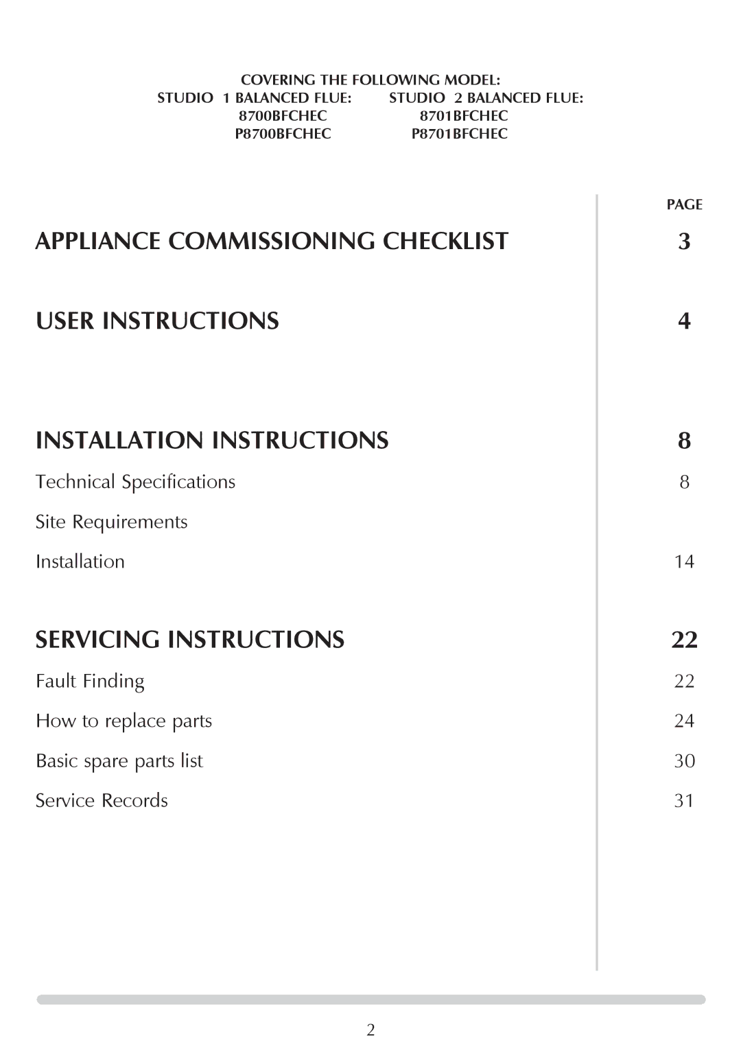 Stovax PR0919 manual Covering the Following Model, Studio 1 Balanced flue Studio 2 Balanced flue, P8701BFCHEC 