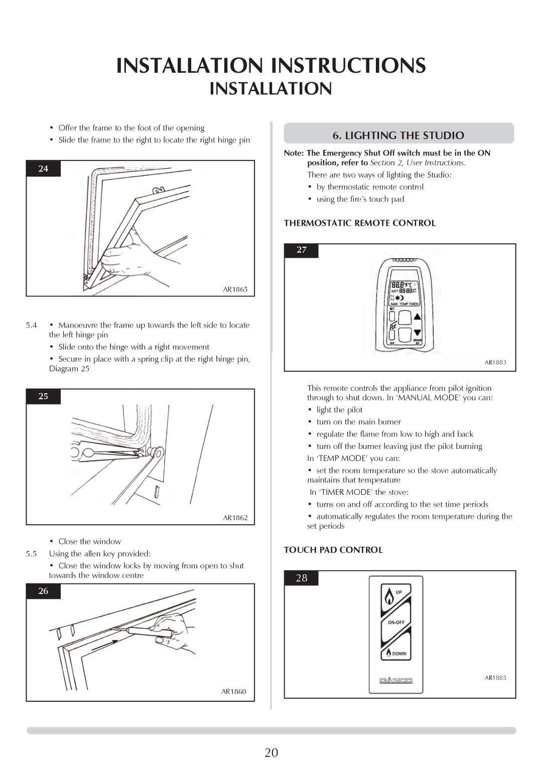 Stovax PR0919 manual Lighting the Studio, Thermostatic Remote Control 