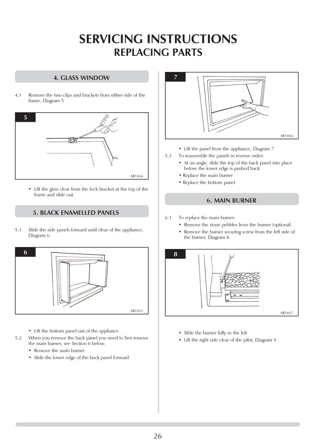 Stovax PR0919 manual Glass Window, Black Enamelled Panels, MaIN Burner 