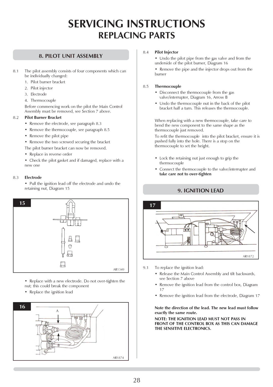 Stovax PR0919 manual Pilot Unit Assembly, Ignition Lead 