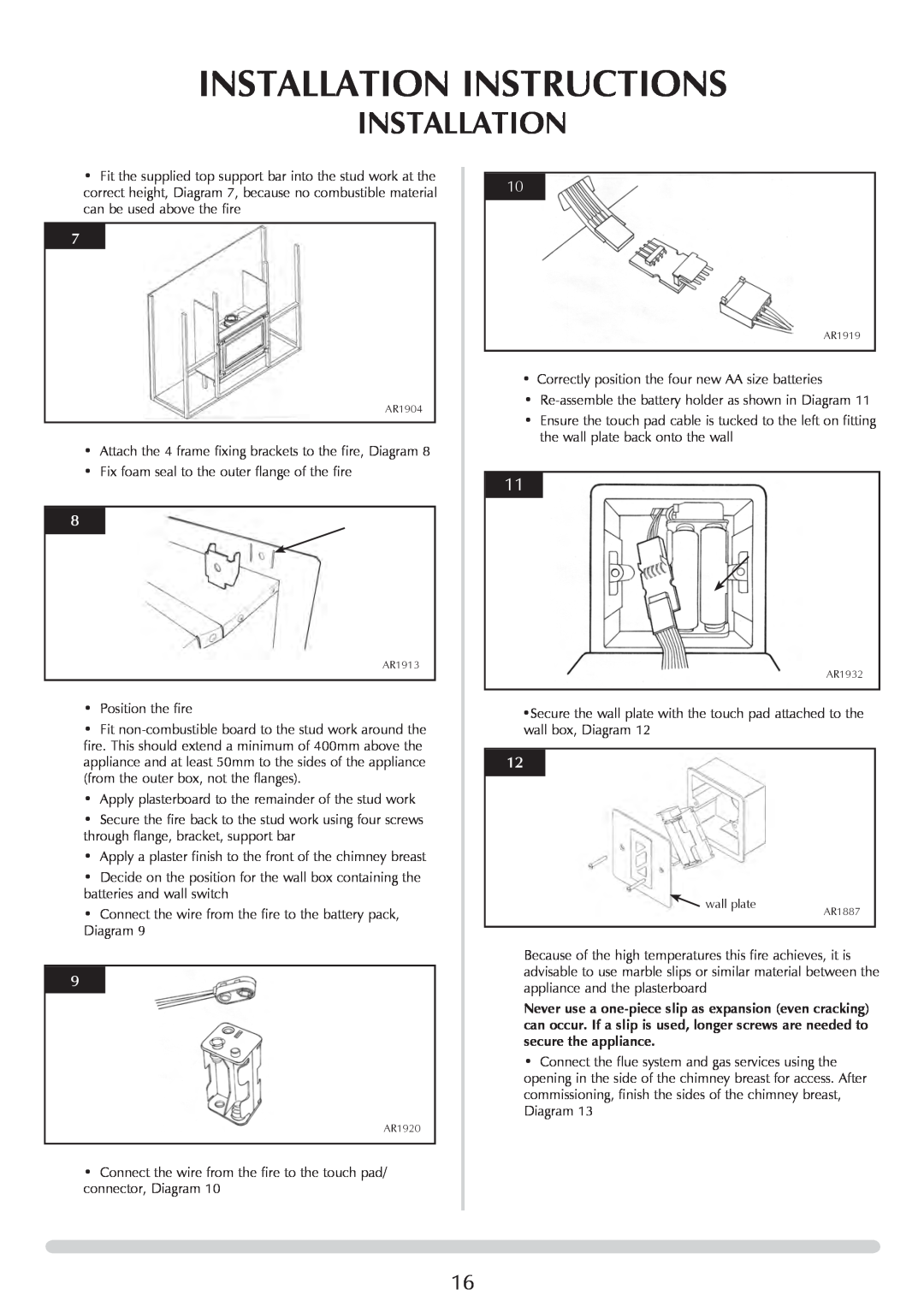 Stovax PR0919 manual Installation Instructions, Fix foam seal to the outer flange of the fire 