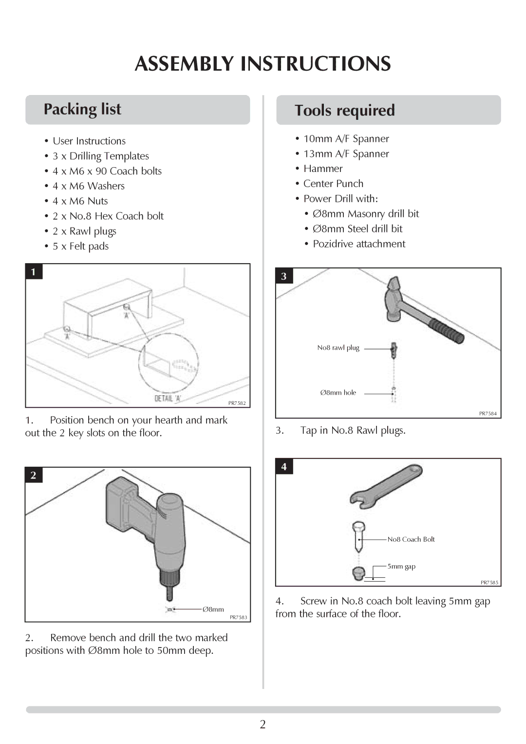 Stovax RVACB120B, RVACB100B, RVACB45B installation instructions Assembly Instructions 