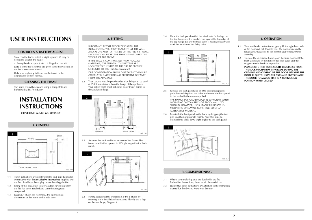 Stovax Steel Frame installation instructions User Instructions, Installation 