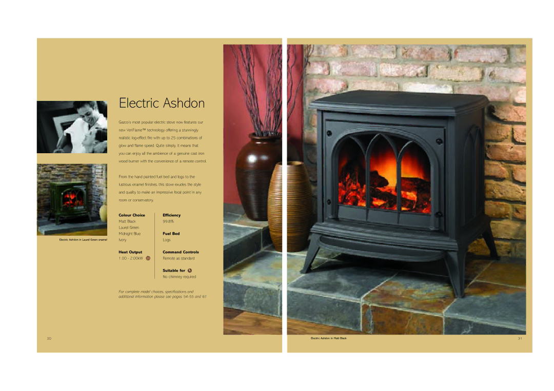 Stovax (STO0708) brochure Electric Ashdon, Colour Choice Efficiency 