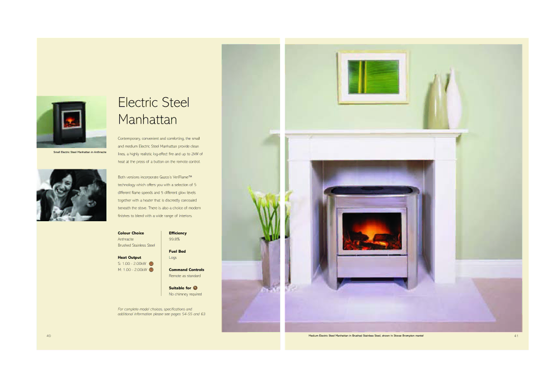 Stovax (STO0708) brochure Electric Steel Manhattan, Colour Choice Efficiency 