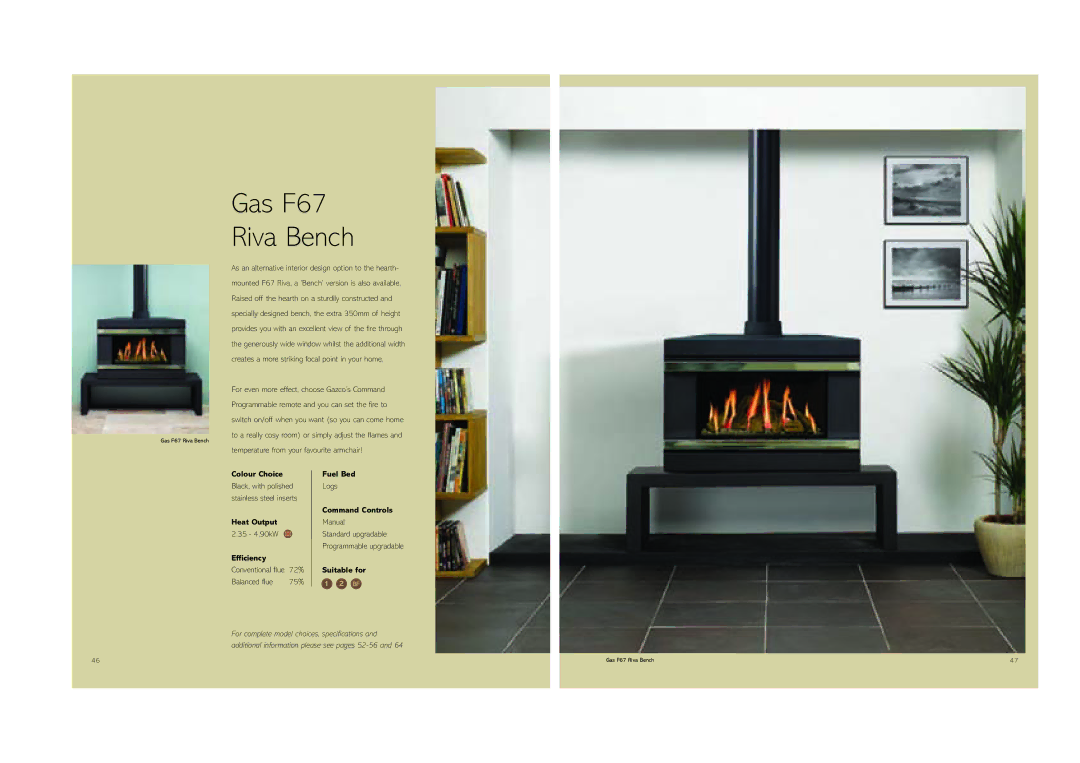 Stovax (STO0708) brochure Gas F67 Riva Bench 