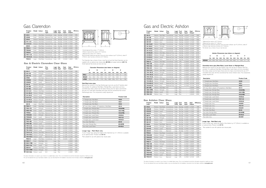 Stovax (STO0708) brochure Gas Clarendon, Gas and Electric Ashdon 