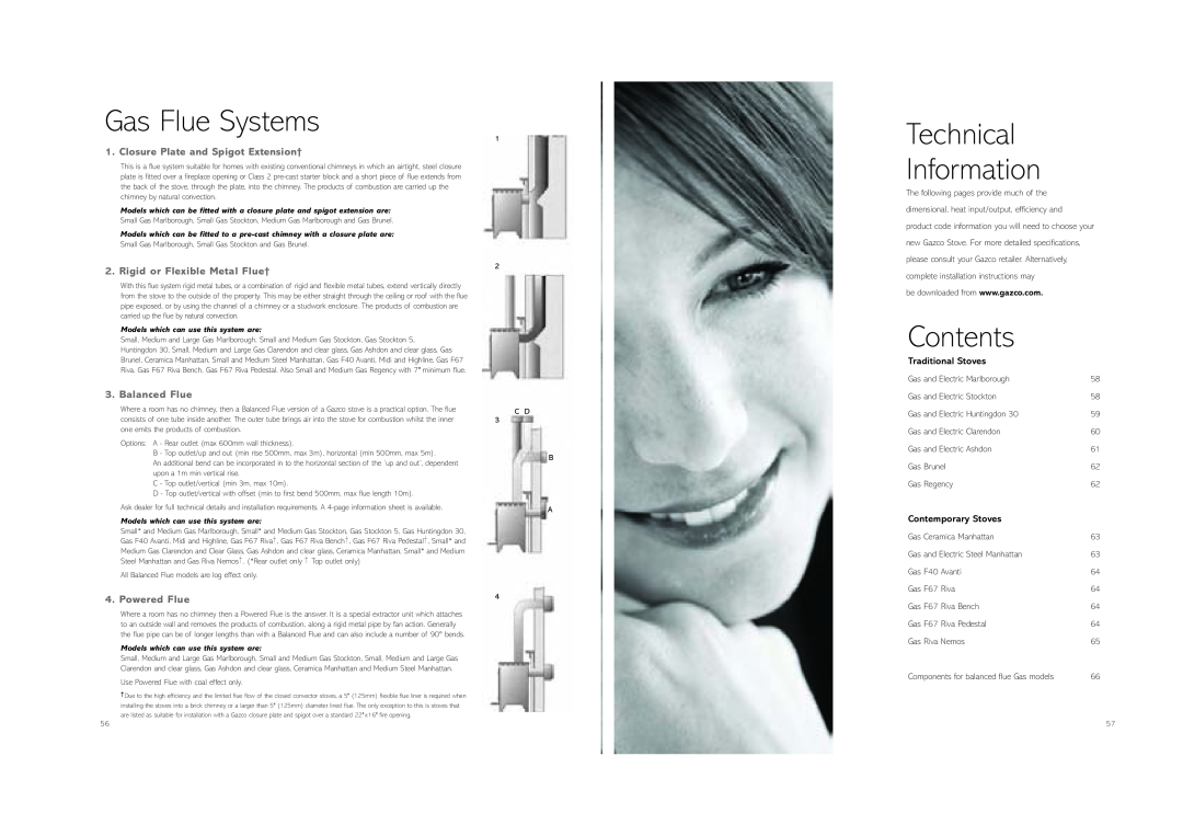 Stovax (STO0708) Gas Flue Systems, Technical Information, Closure Plate and Spigot Extension†, Balanced Flue, Powered Flue 