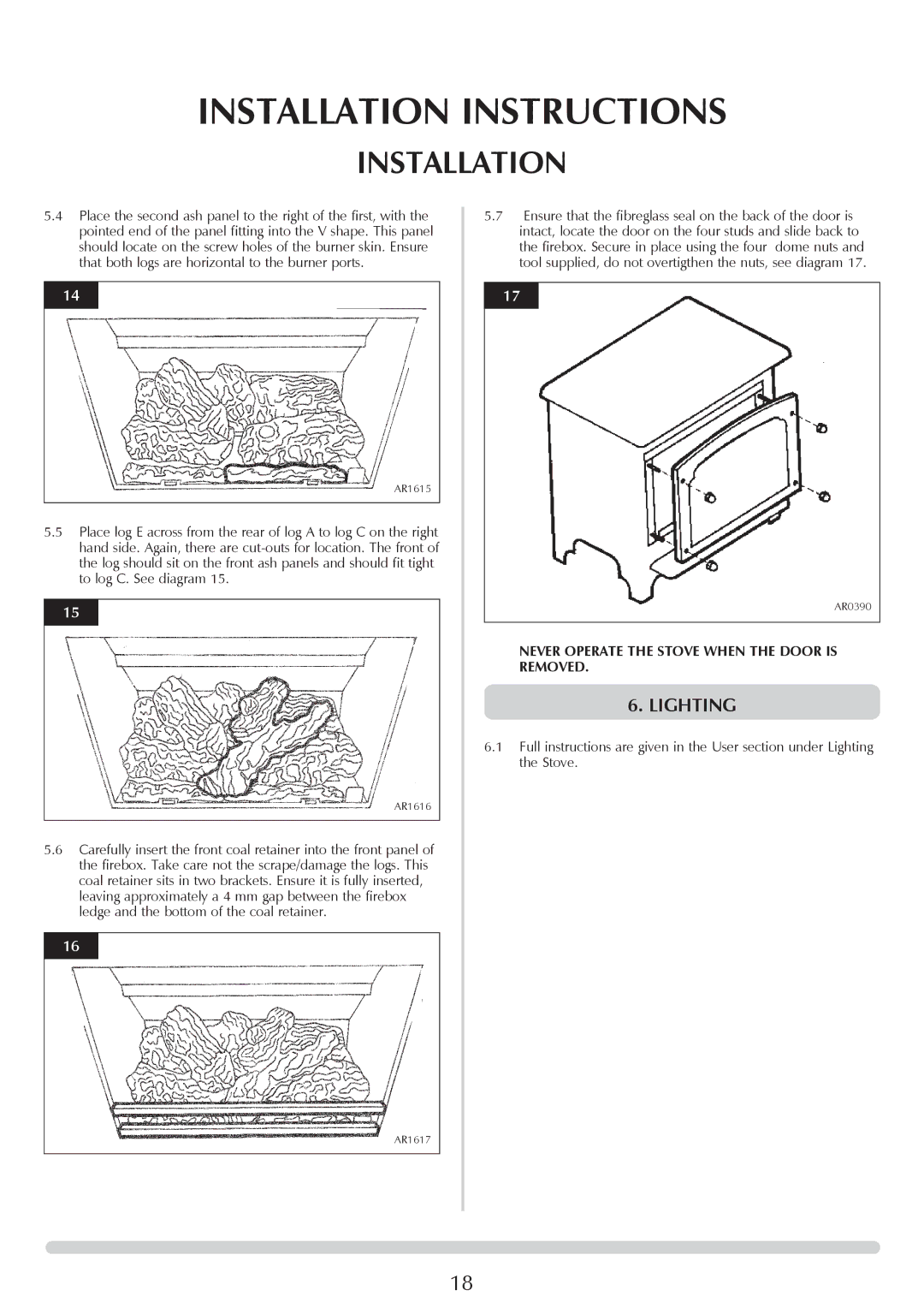 Stovax Stockton Log Effect Stove Range manual Lighting 