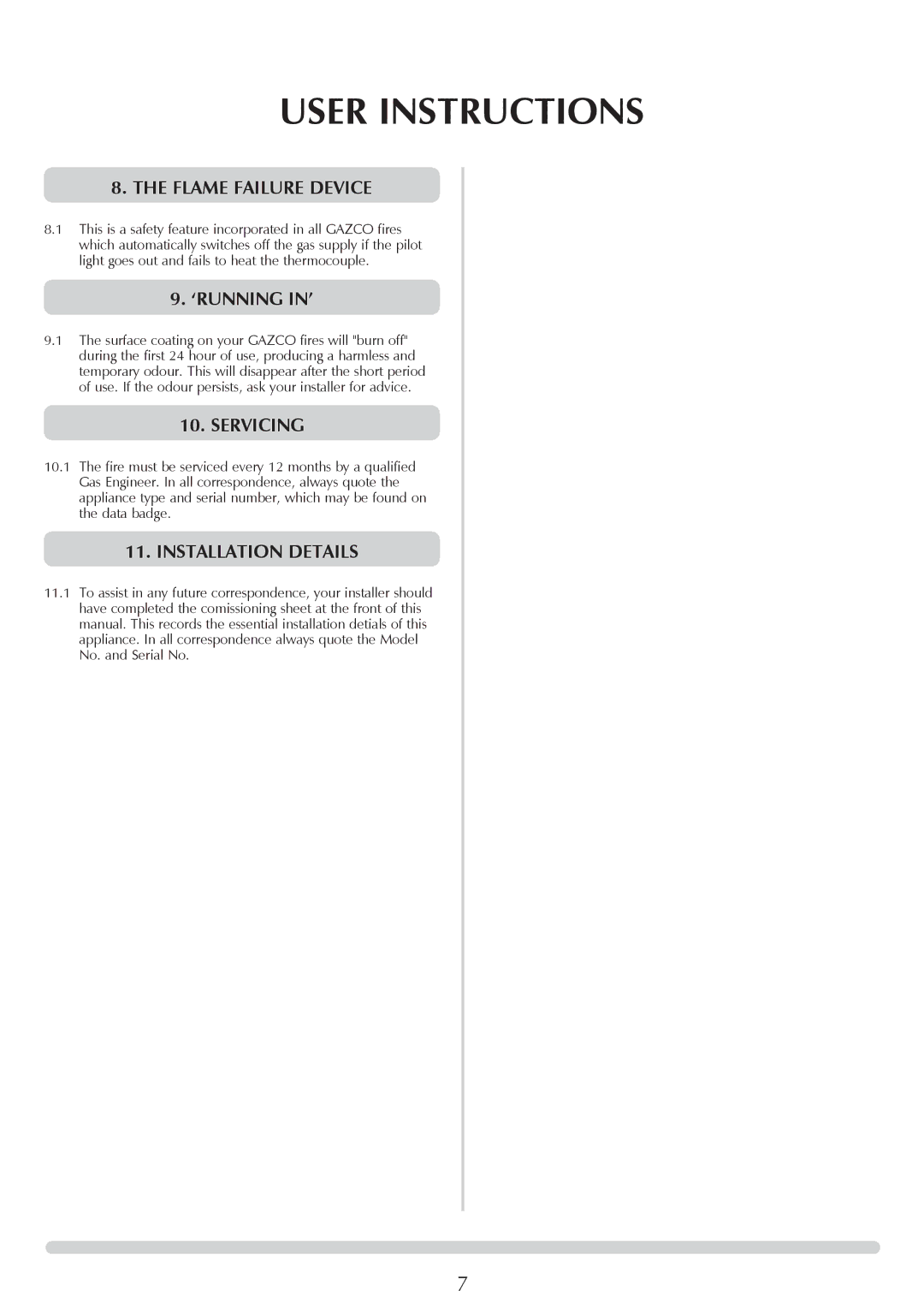 Stovax Stockton Log Effect Stove Range manual Flame Failure Device, ‘Running In’, Servicing, Installation Details 