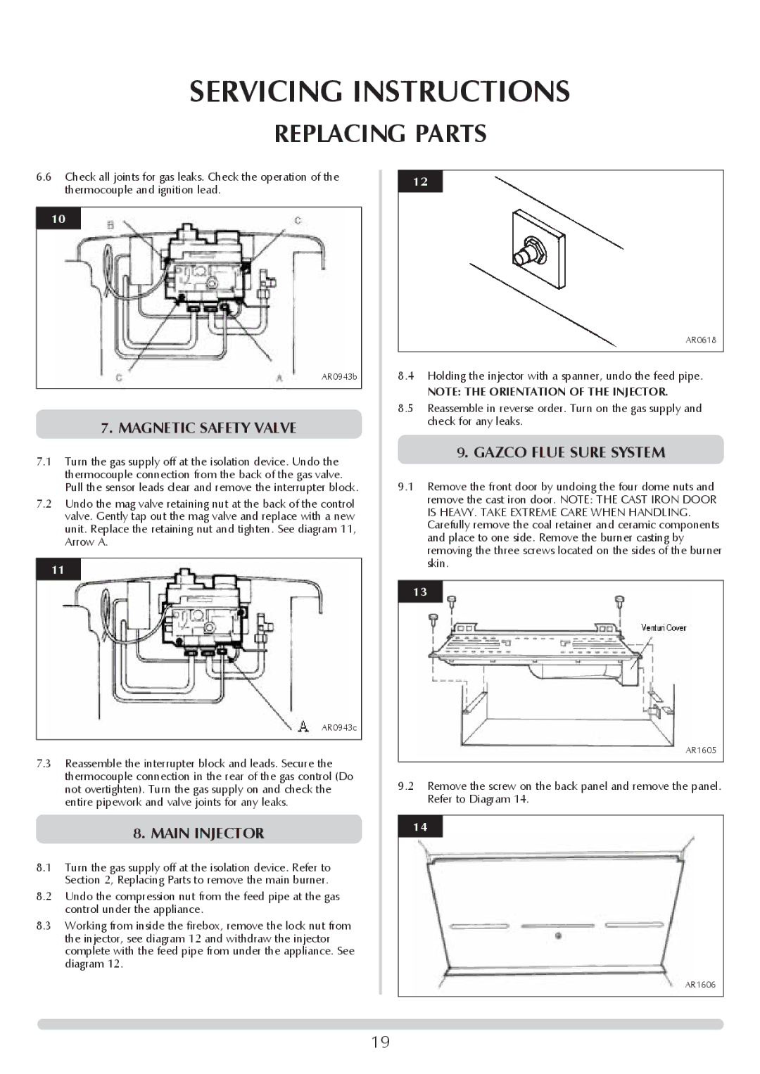 Stovax Stove Range manual Magnetic Safety Valve, Main Injector 