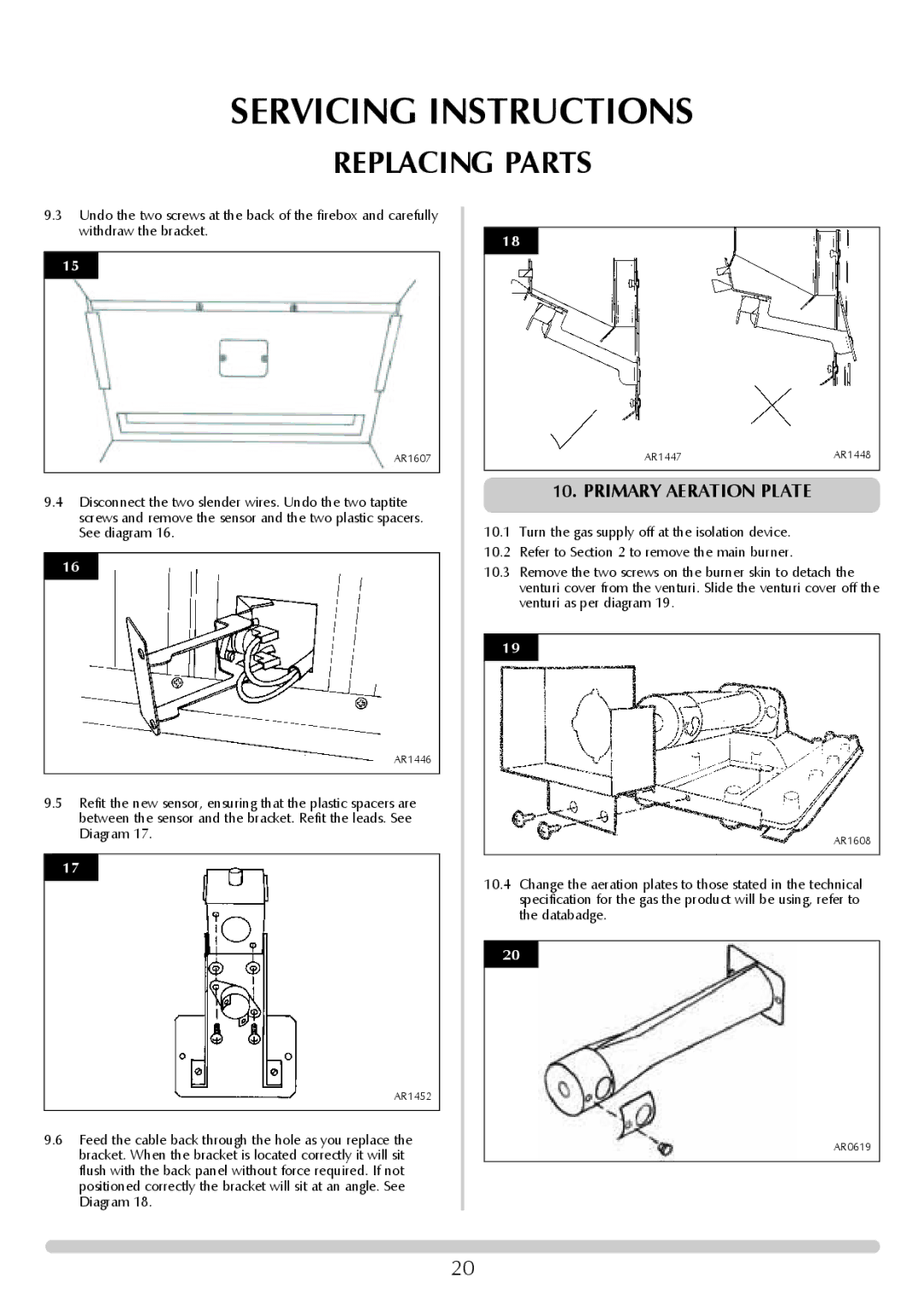 Stovax Stove Range manual Primary Aeration Plate 