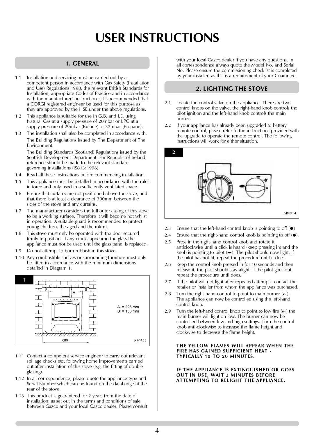 Stovax Stove Range manual User Instructions, General, Lighting the Stove 