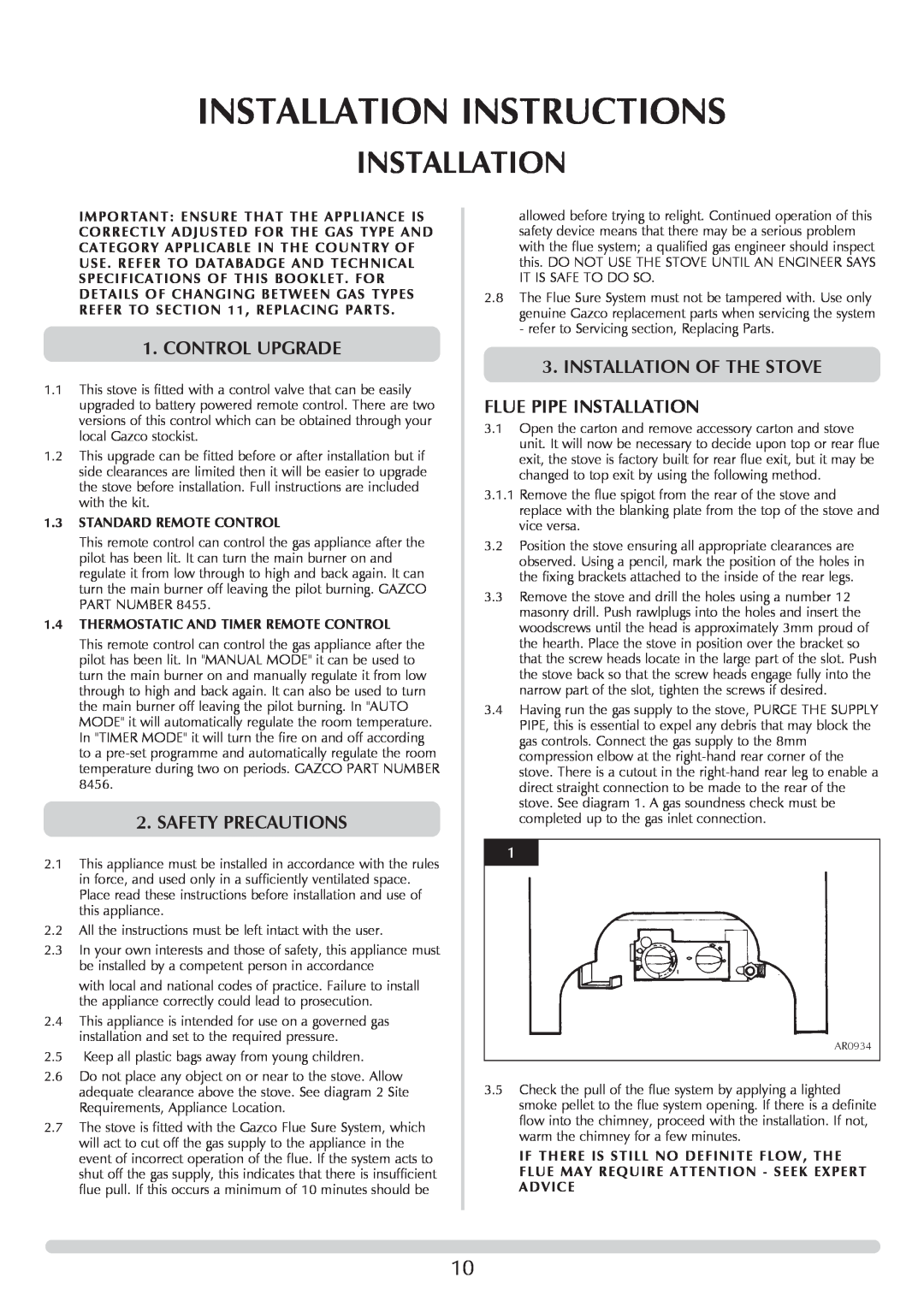 Stovax Stove Range manual Installation Instructions, Control Upgrade, Safety Precautions, Installation Of The Stove 