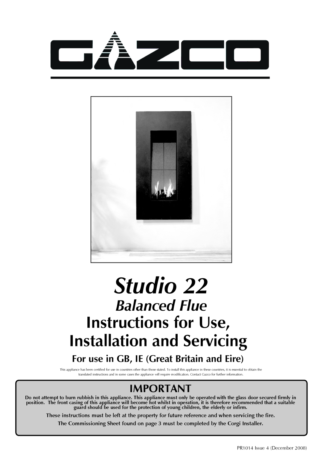 Stovax Studio 22 manual 