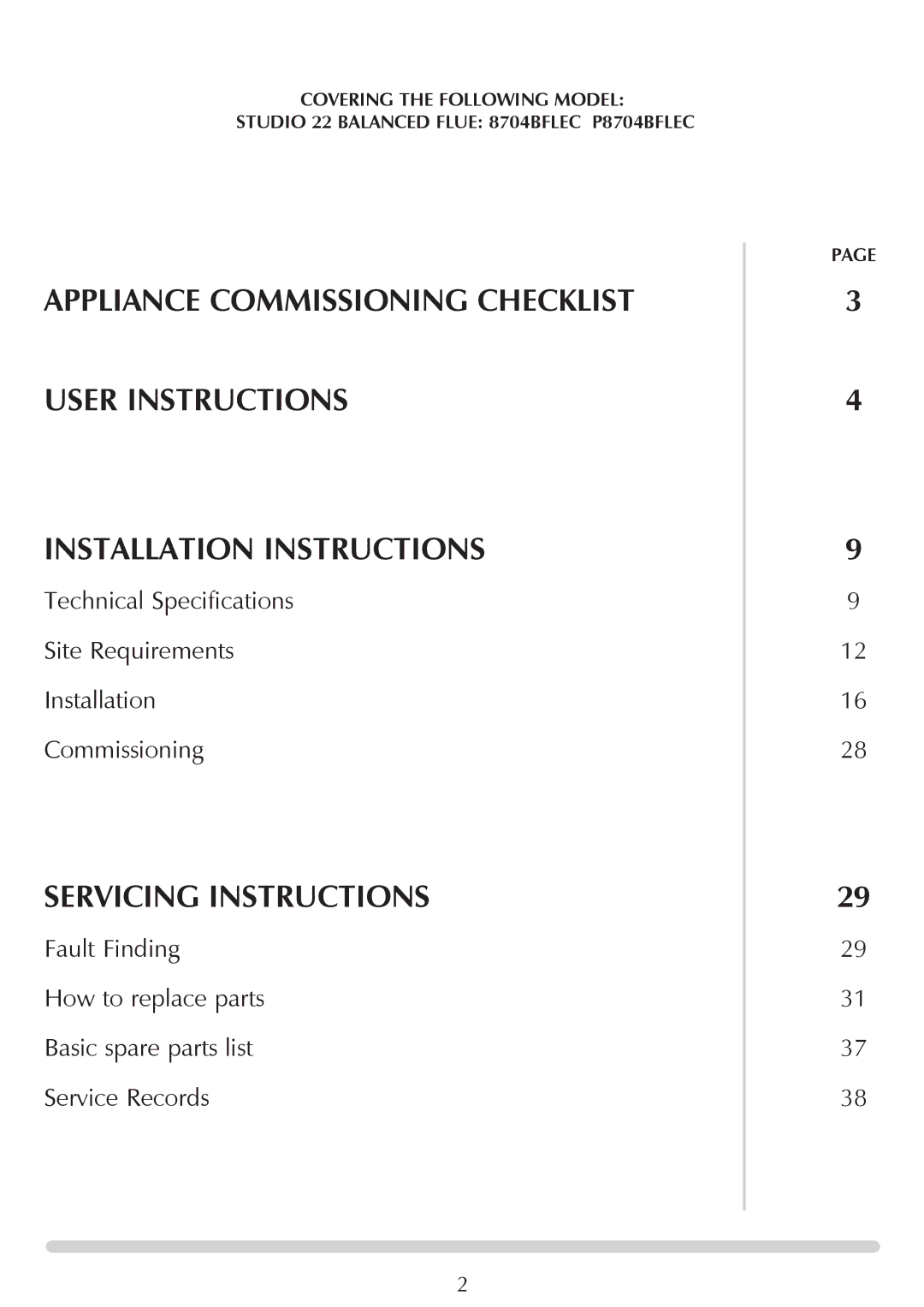 Stovax manual Covering the Following Model, Studio 22 Balanced flue 8704BFLEC P8704BFLEC 