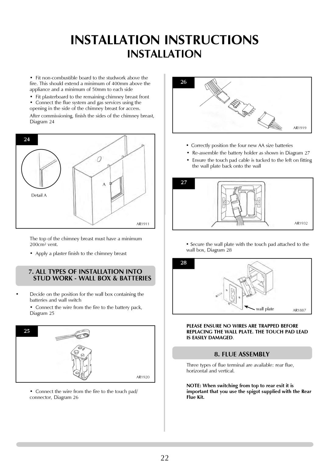 Stovax Studio 22 manual Flue Assembly 