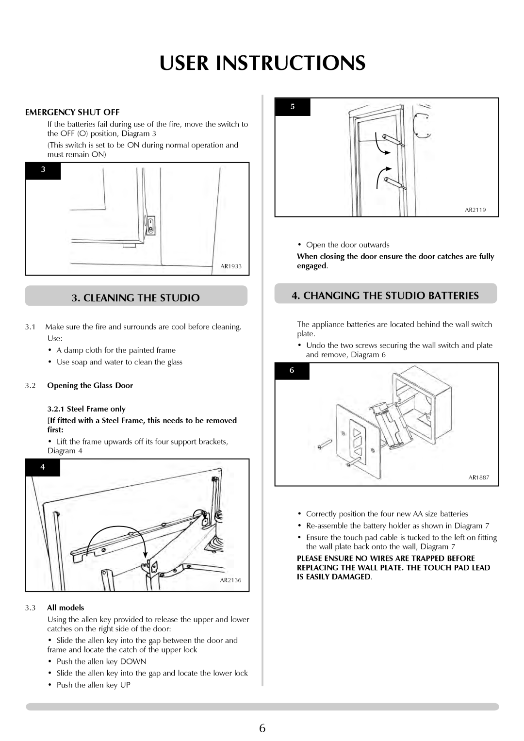 Stovax Studio 22 manual Cleaning the Studio, Changing the Studio Batteries, All models 