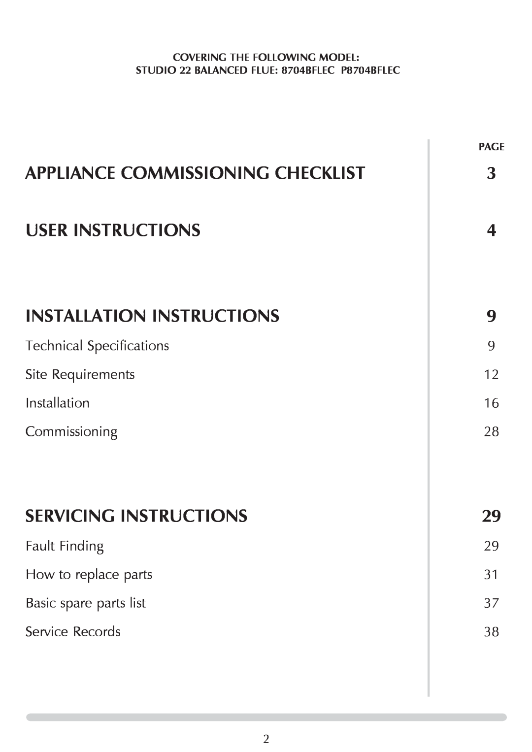 Stovax Studio 22 manual instaLlation Instructions, Servicing Instructions, Covering The Following Model, Page 