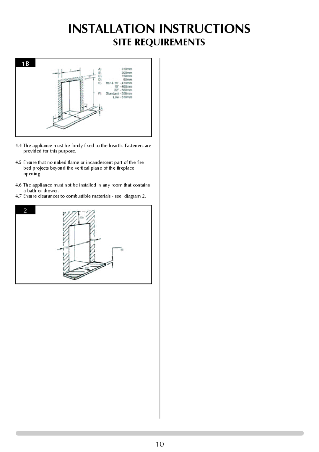 Stovax VFC Radiant & Convector Fire Range manual Installation Instructions 