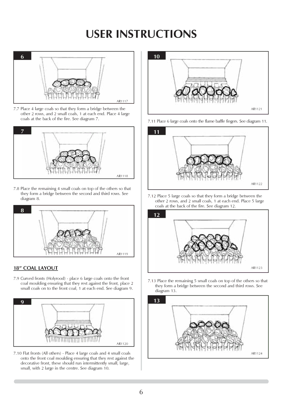 Stovax VFC Radiant & Convector Fire Range manual Coal Layout 