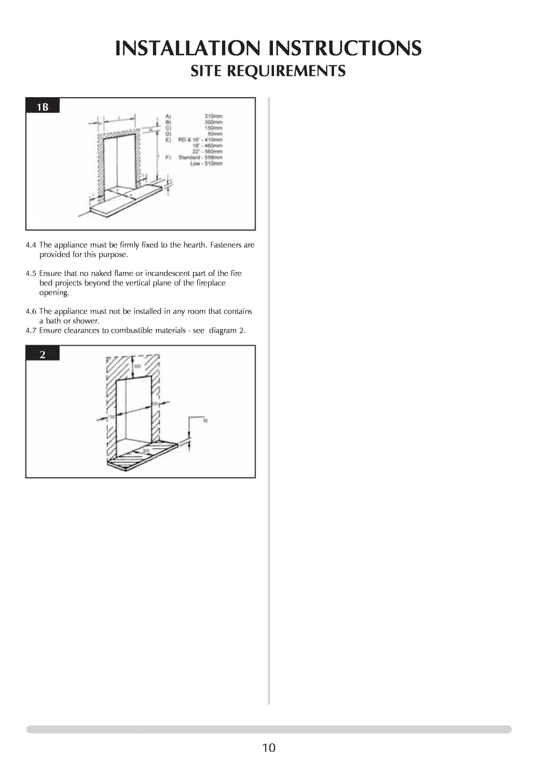 Stovax VFC Radiant & Convector Fire Range manual Installation Instructions, Site Requirements 