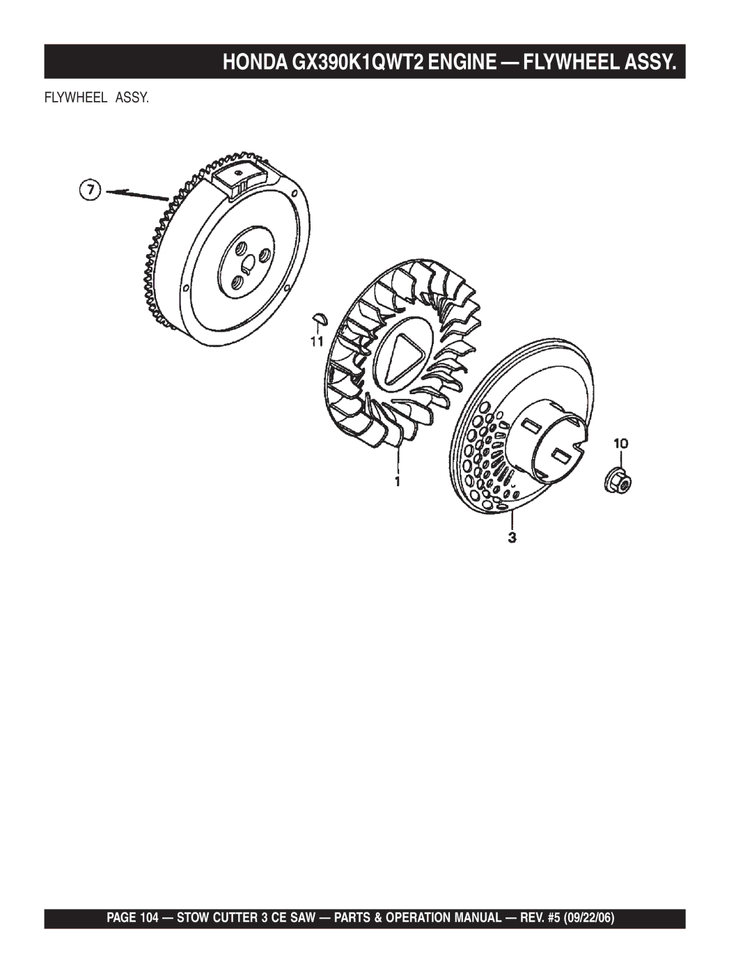 Stow 20HP, 13HP manual Flywheel Assy 