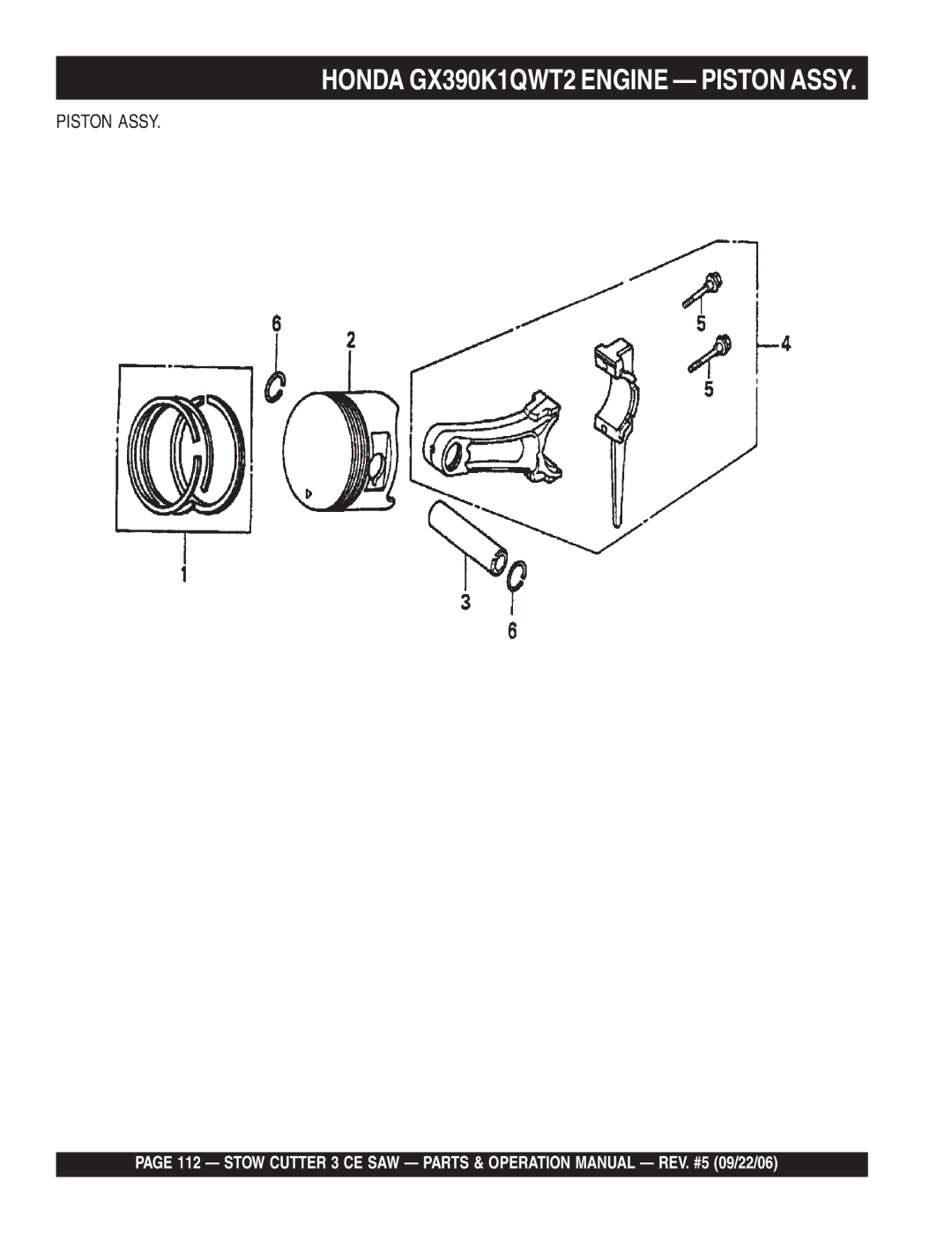 Stow 20HP, 13HP manual Piston Assy 