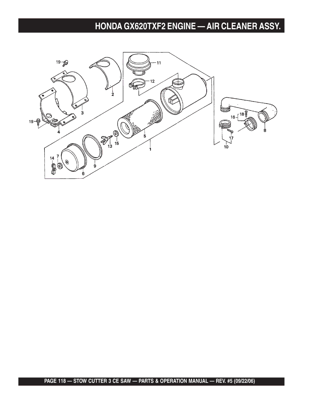 Stow 20HP, 13HP manual Honda GX620TXF2 Engine AIR Cleaner Assy 