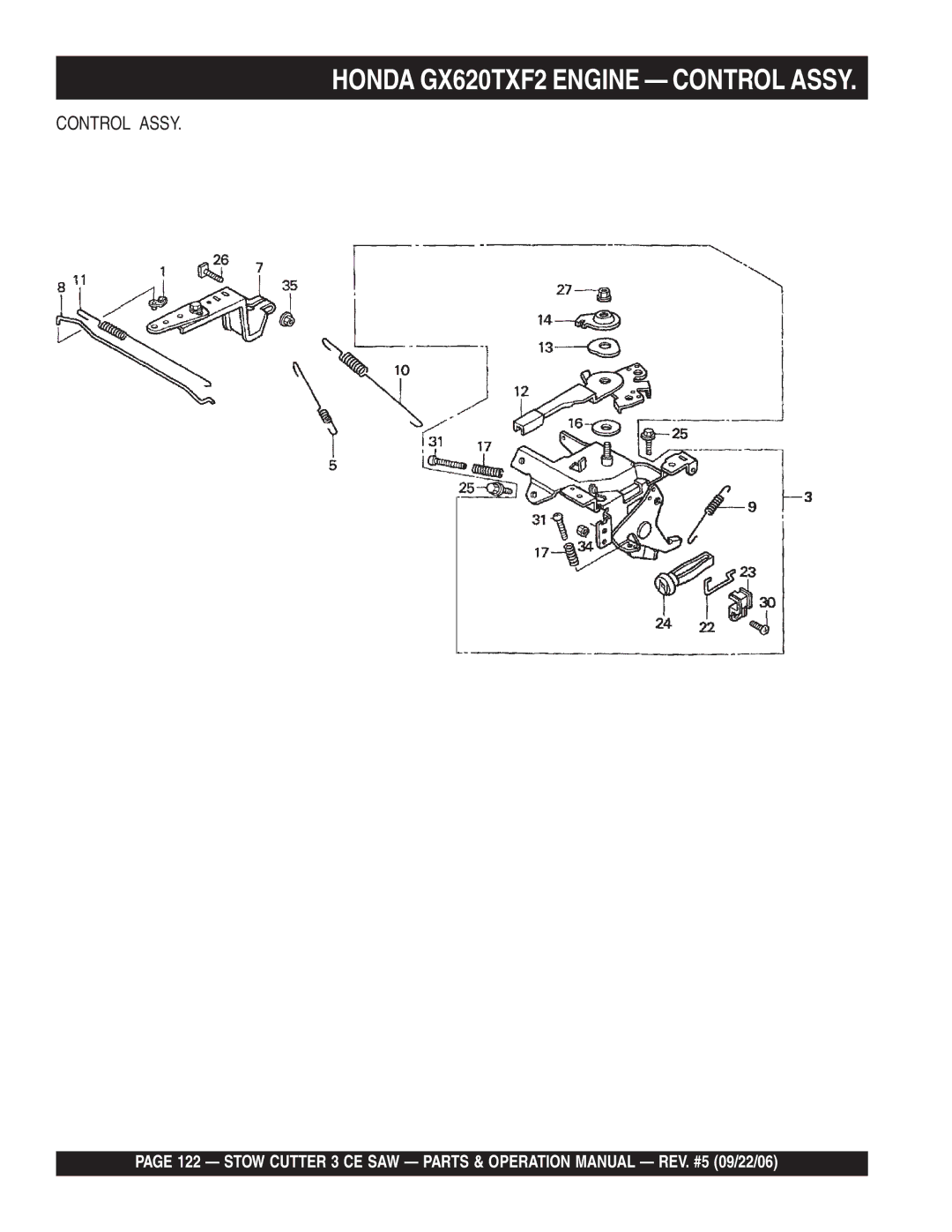 Stow 20HP, 13HP manual Honda GX620TXF2 Engine Control Assy 