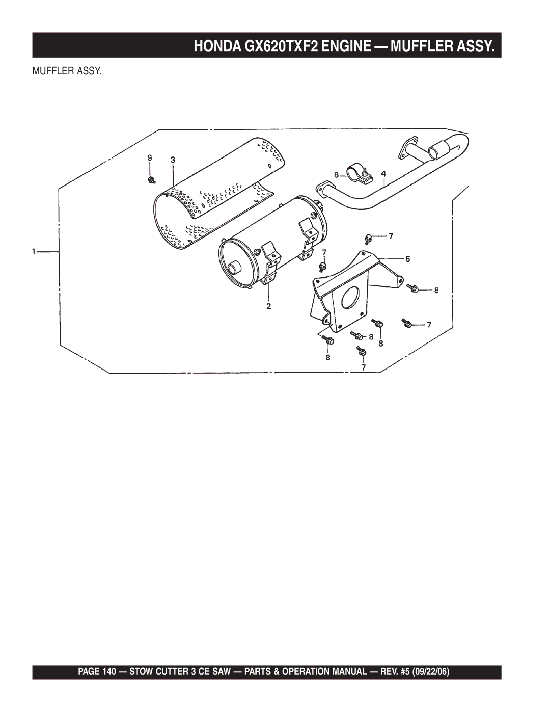 Stow 20HP, 13HP manual Muffler Assy 