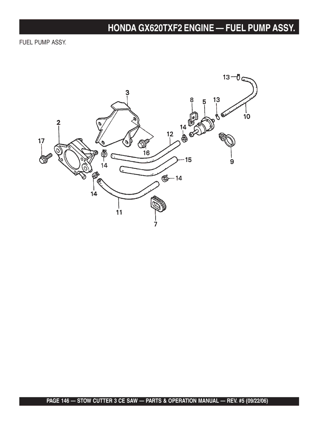 Stow 20HP, 13HP manual Fuel Pump Assy 