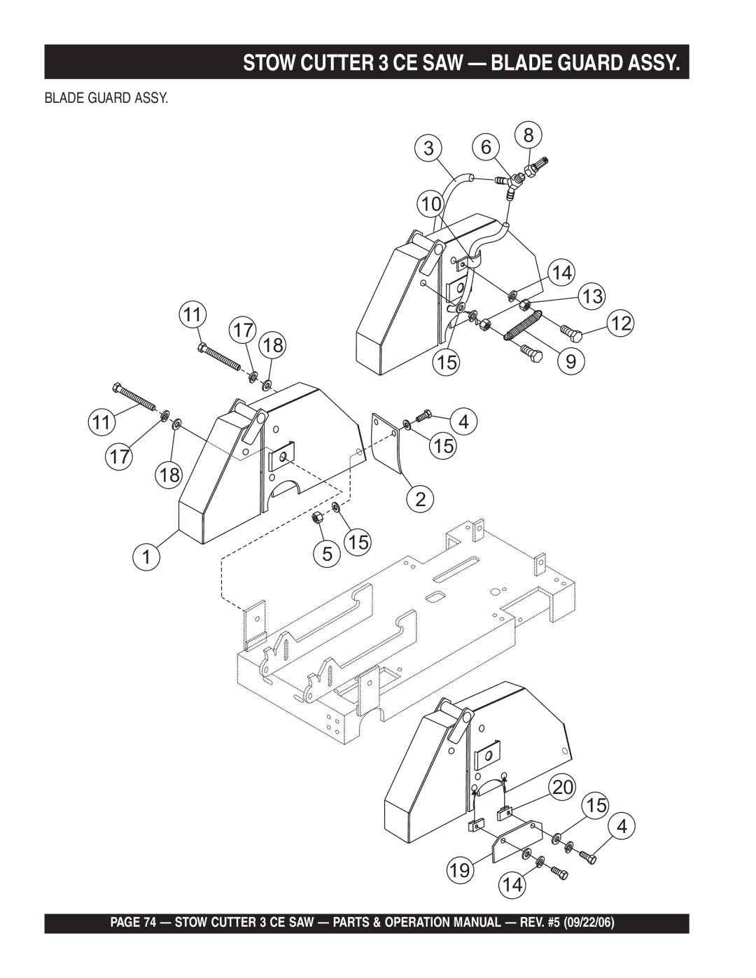 Stow 20HP, 13HP manual Blade Guard Assy 