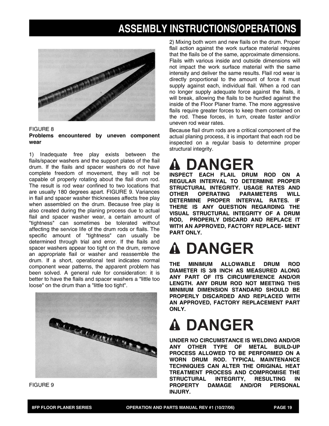 Stow 8FP manual Problems encountered by uneven component wear 