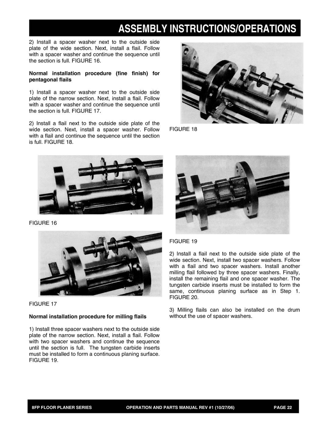 Stow 8FP manual Normal installation procedure for milling flails 