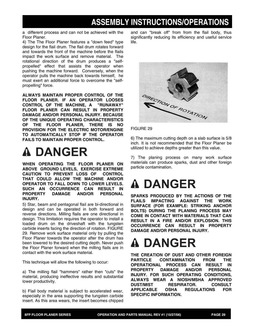 Stow 8FP manual Assembly INSTRUCTIONS/OPERATIONS 