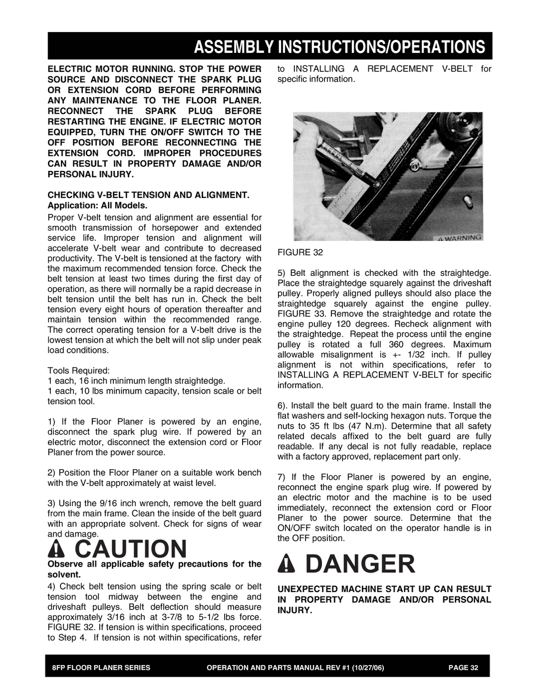 Stow 8FP manual Observe all applicable safety precautions for the solvent 