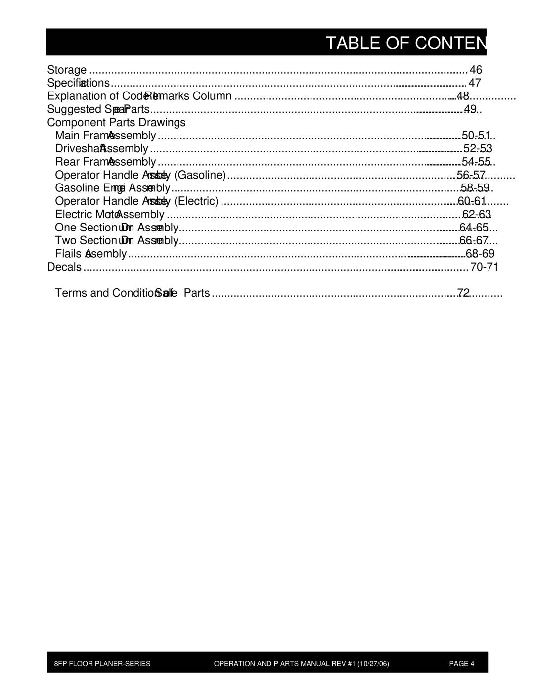 Stow 8FP manual Table of Contents 