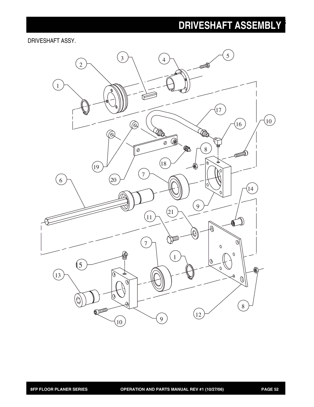 Stow 8FP manual Driveshaft Assembly, Driveshaft Assy 