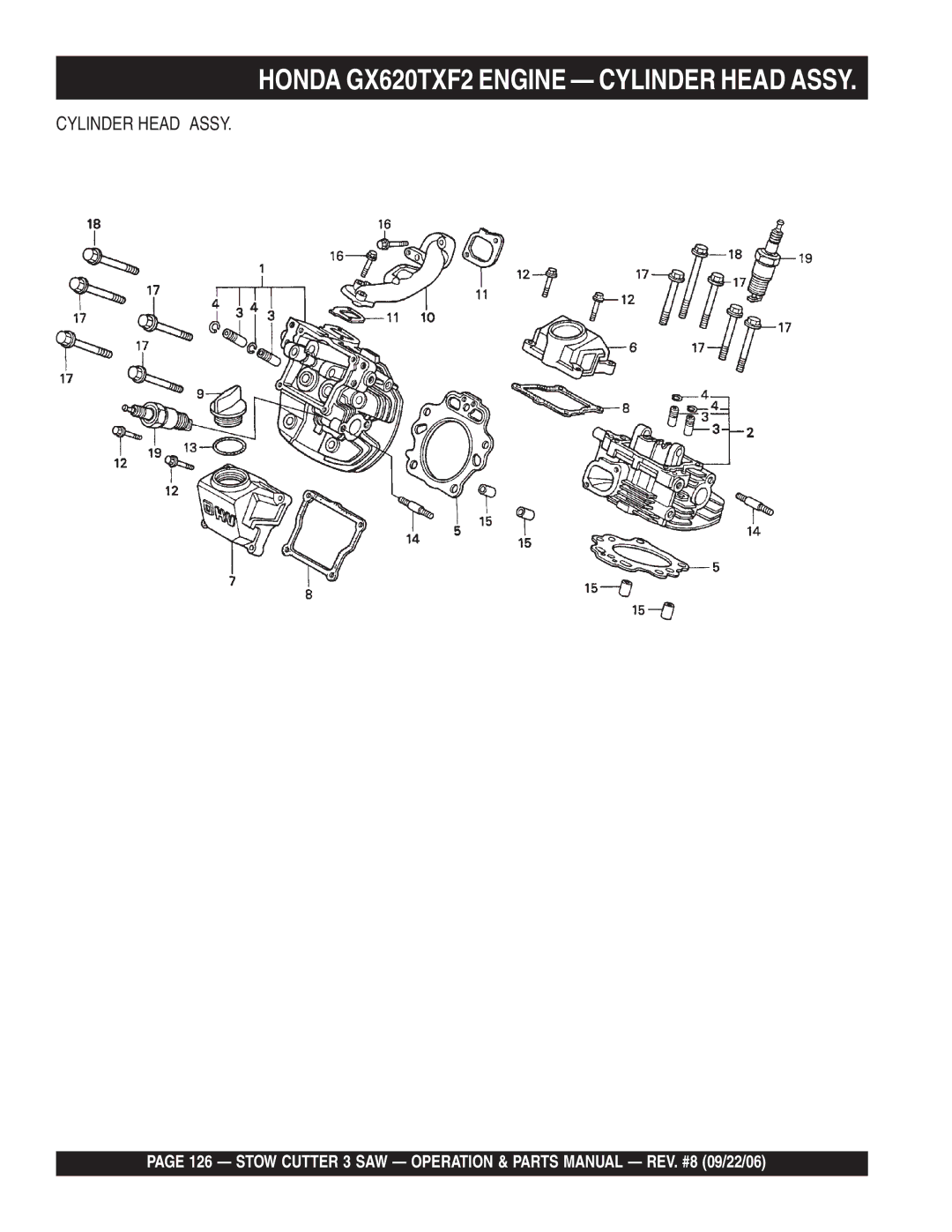 Stow CC813H20, CS813H20, CS820H20 manual Honda GX620TXF2 Engine Cylinder Head Assy 