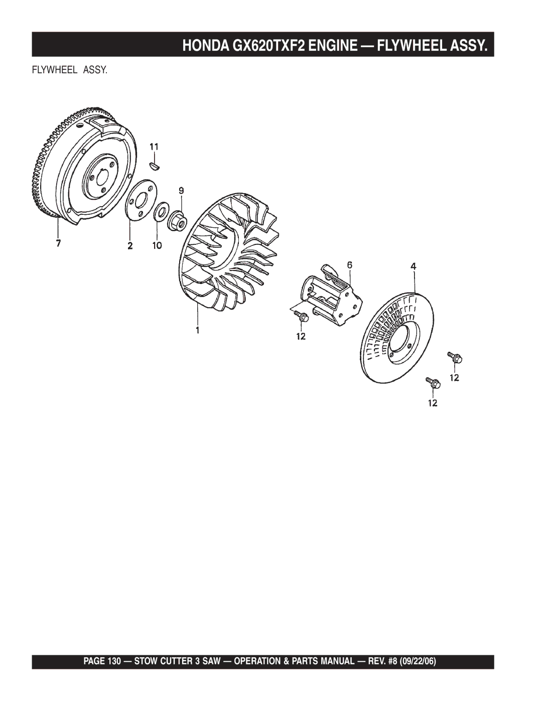 Stow CS813H20, CC813H20, CS820H20 manual Honda GX620TXF2 Engine Flywheel Assy 