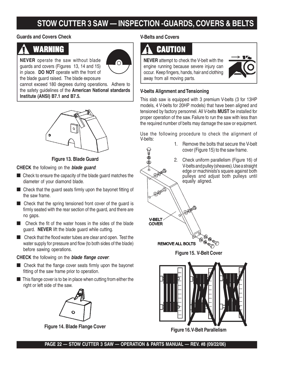 Stow CS813H20 Stow Cutter 3 SAW Inspection -GUARDS, Covers & Belts, Guards and Covers Check, Institute Ansi B7.1 and B7.5 