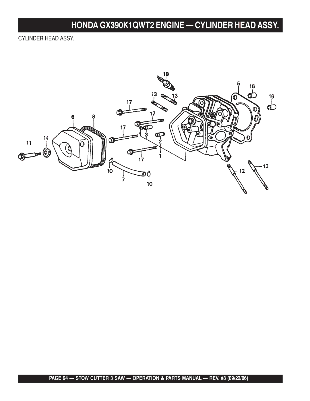 Stow CS813H20, CC813H20, CS820H20 manual Cylinder Head Assy 