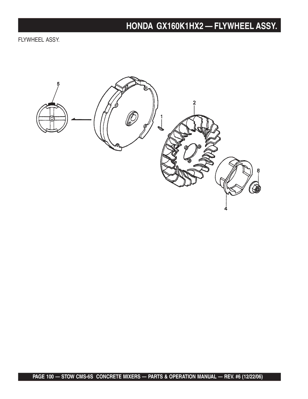 Stow CMS-6S manual Honda GX160K1HX2 Flywheel Assy 