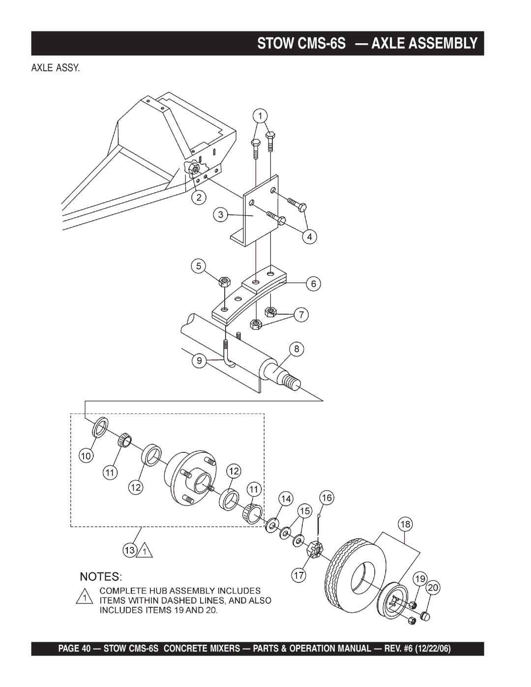 Stow CMS-6S manual Axle Assy 