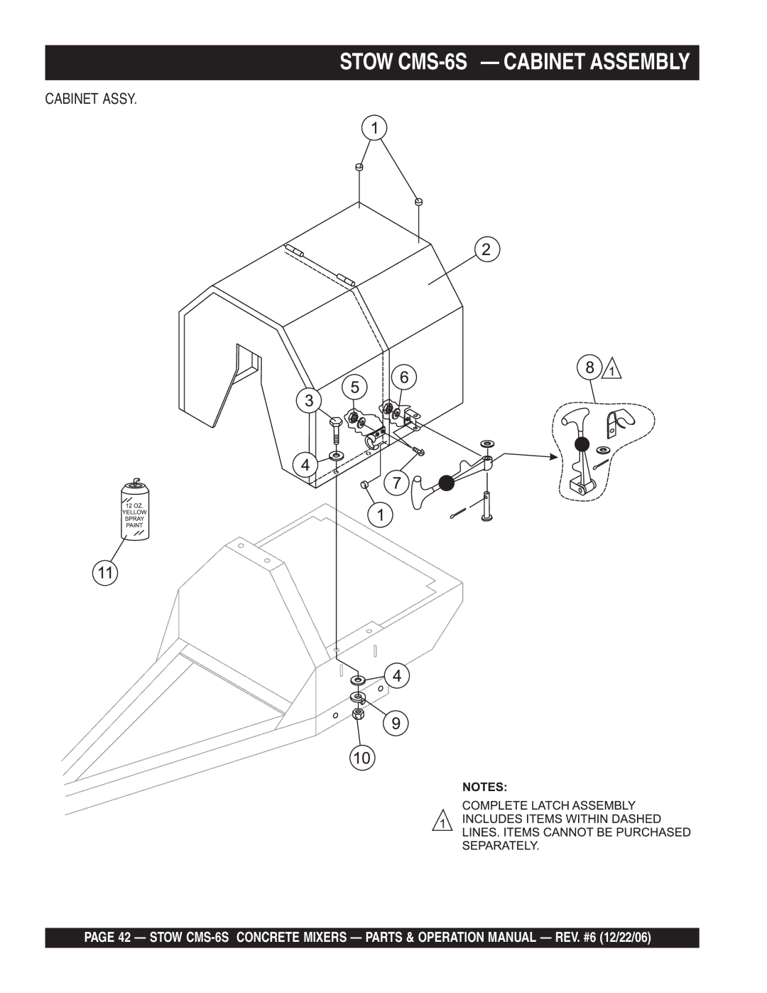 Stow CMS-6S manual Cabinet Assy 