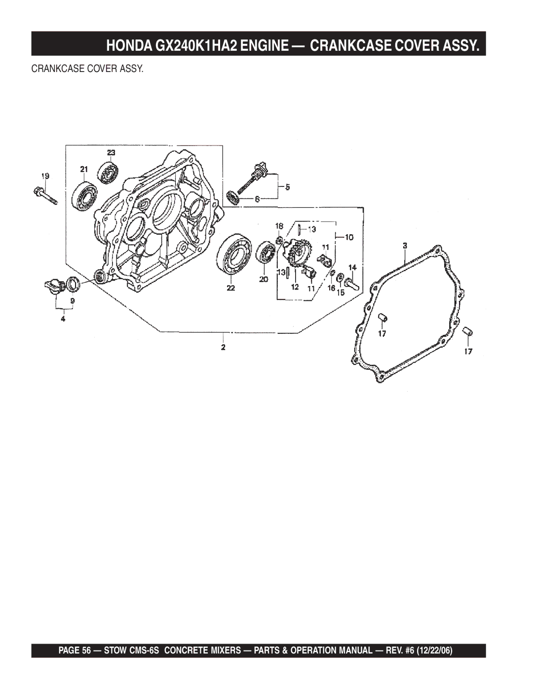 Stow CMS-6S manual Crankcase Cover Assy 