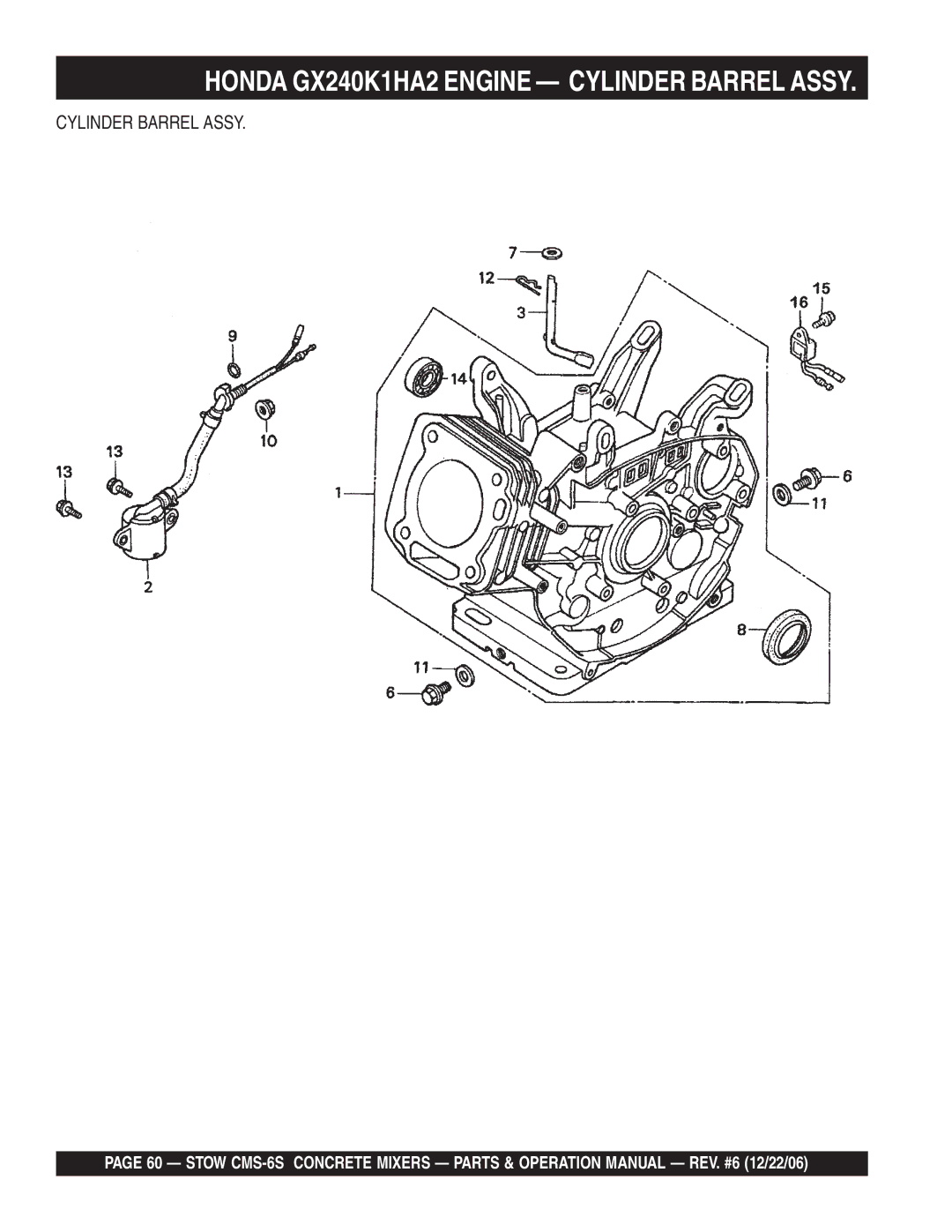 Stow CMS-6S manual Cylinder Barrel Assy 