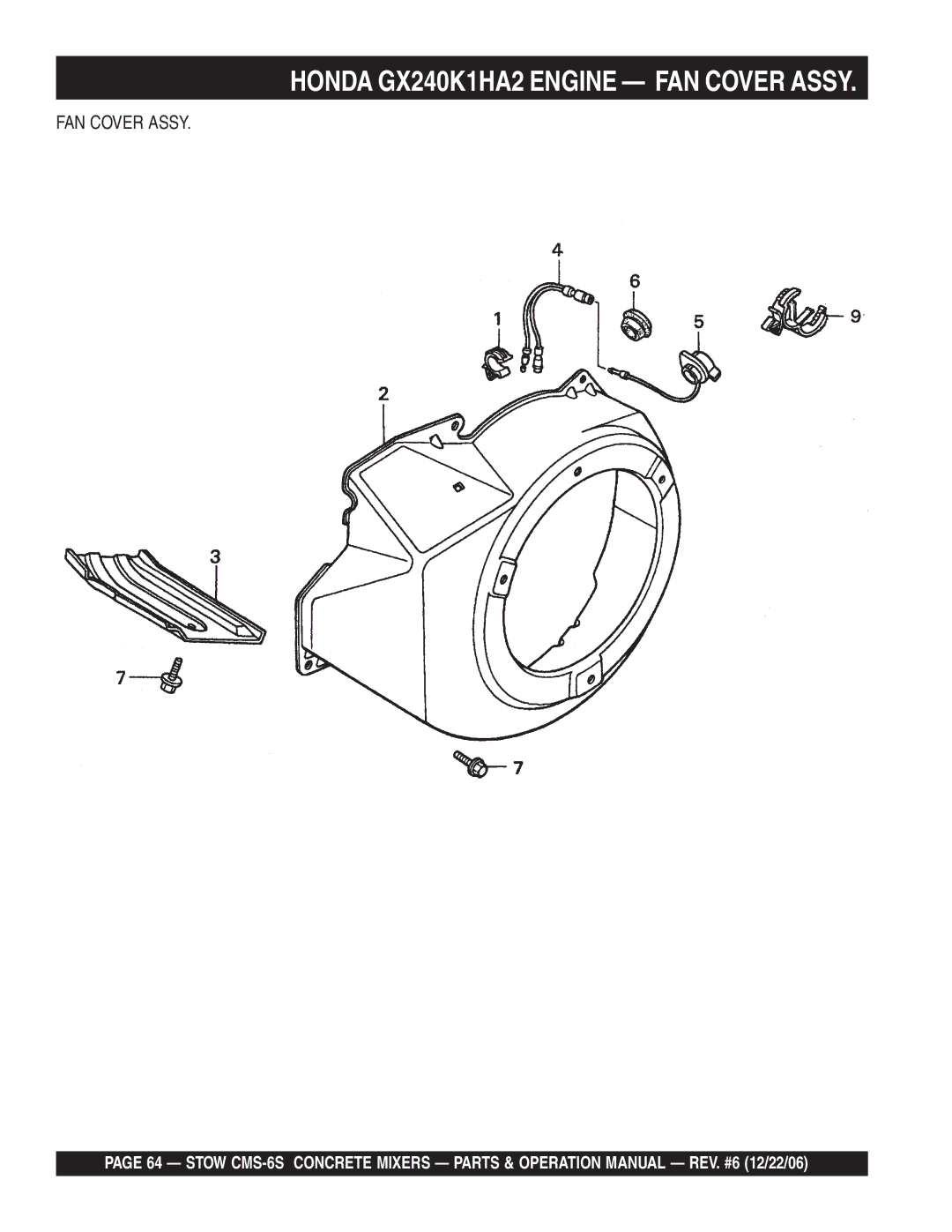 Stow CMS-6S manual FAN Cover Assy 