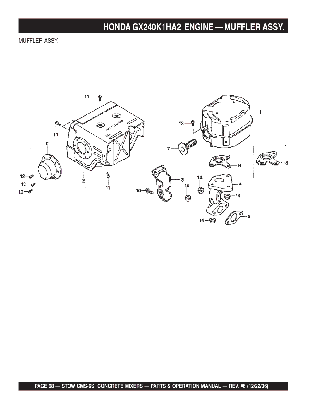 Stow CMS-6S manual Muffler Assy 